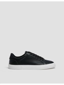 lace up sneakers in black with white sole