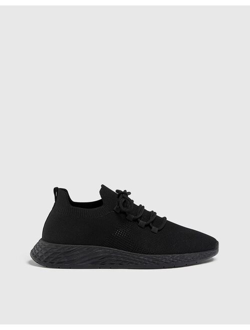 Pull&Bear knit runner sneakers in black