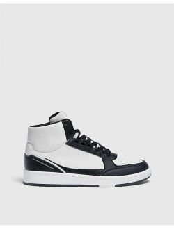 high top sneakers in black and white