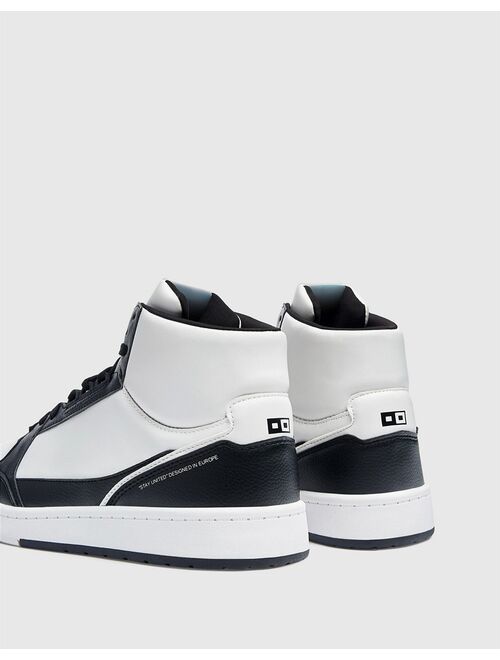 Pull&Bear high top sneakers in black and white