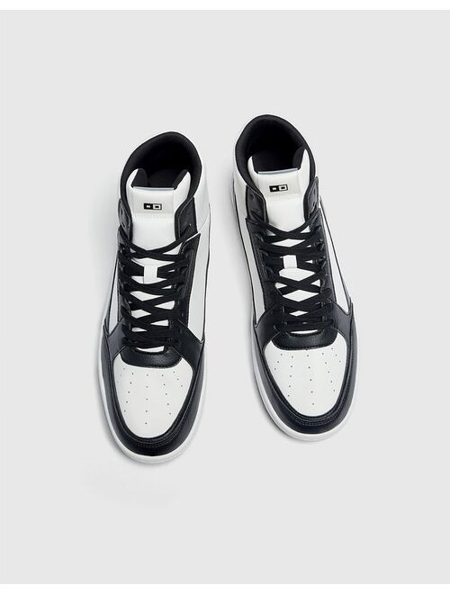 Pull&Bear high top sneakers in black and white