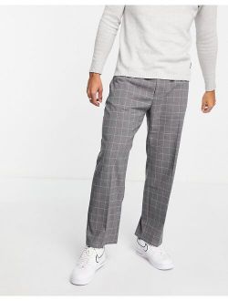 wide leg pants in gray check