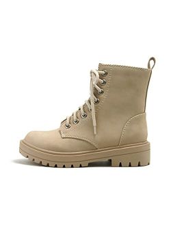 FIRM - Lug Sole Combat Ankle Bootie Lace up w/Side Zipper