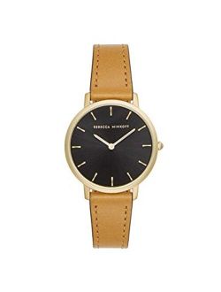 Women's Major Stainless Steel Quartz Watch with Leather Calfskin Strap, Brown, 16 (Model: 2200240)
