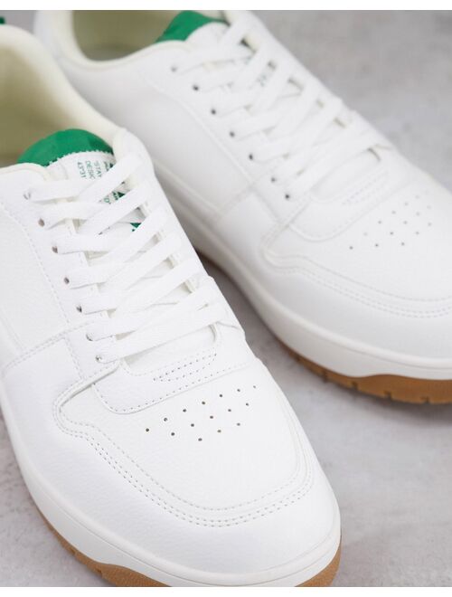 Pull&Bear sneakers in white with gum sole