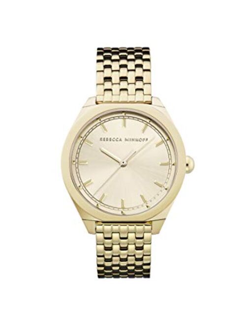 Rebecca Minkoff Women's Quartz Watch with Stainless Steel Strap, Gold, 17 (Model: 2200326)