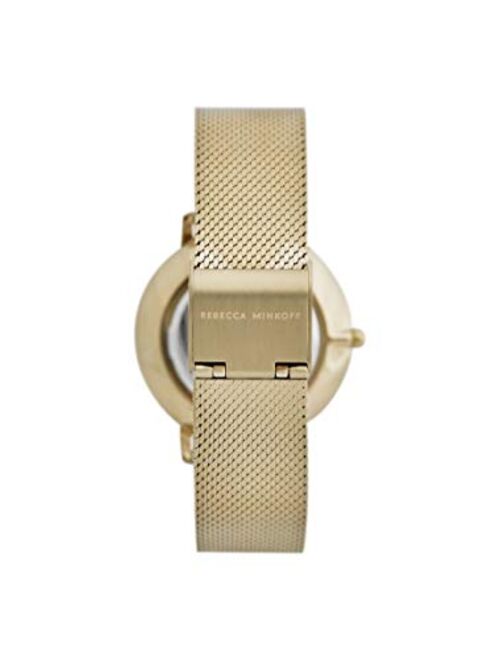 Rebecca Minkoff Women's Major Quartz Watch with Stainless Steel Strap, Gold Plated, 16 (Model: 2200392)