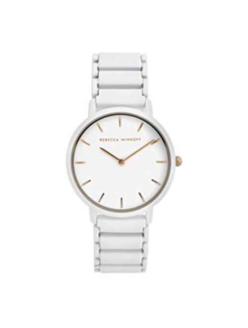 Rebecca Minkoff Women's Major Quartz Watch with Stainless Steel Strap, White, 16 (Model: 2200395)