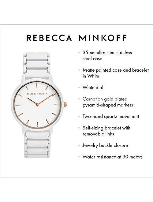 Rebecca Minkoff Women's Major Quartz Watch with Stainless Steel Strap, White, 16 (Model: 2200395)