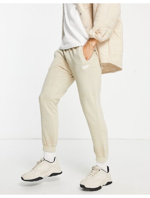 Pull&Bear washed sweatpants in beige set