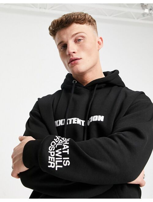 Pull&Bear hoodie with XXXTentacion print in black