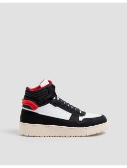 high top sneakers with chunky sole in red