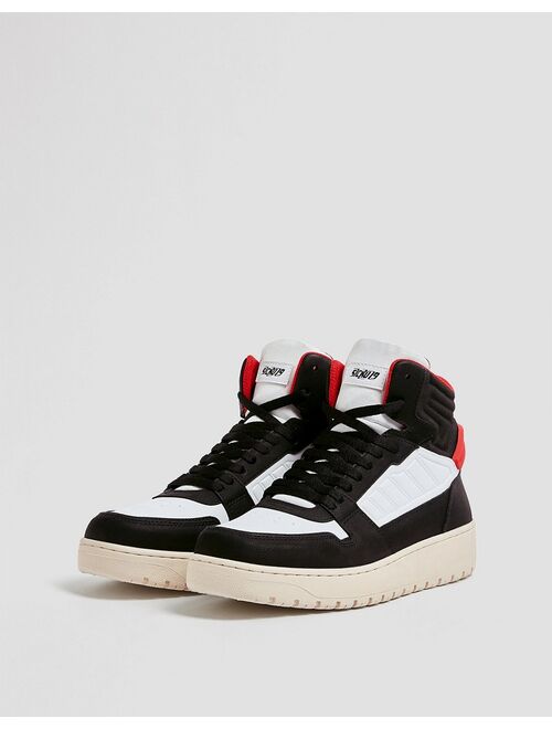Pull&Bear high top sneakers with chunky sole in red