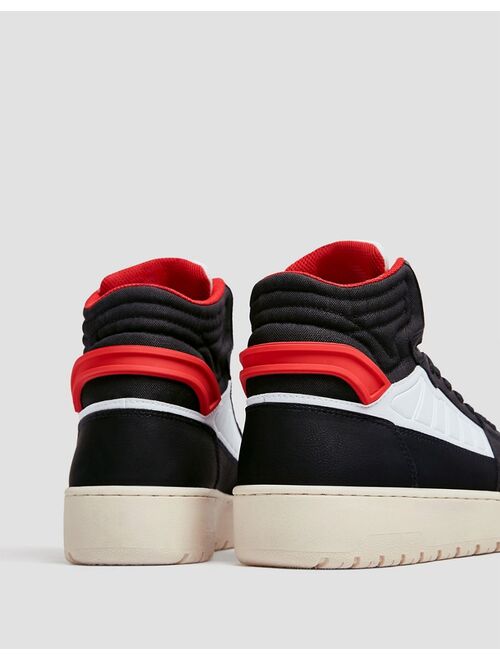Pull&Bear high top sneakers with chunky sole in red