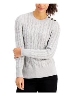 Button-Shoulder Cable-Knit Sweater, Created for Macy's