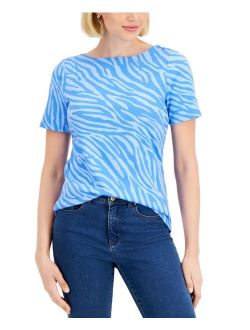 Cotton Zebra-Print Boat-Neck T-Shirt, Created for Macy's