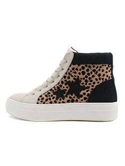 Skip Women High Top Fashion Sneaker with Full lace up and Side Zipper