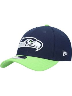 Youth Girls and Boys College Navy, Neon Green Seattle Seahawks League 9Forty Adjustable Hat