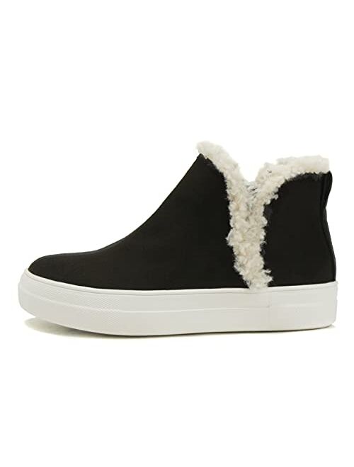 Soda Figure Women’s Faux Fur Trim Fashion High Top Slip On Sneaker Bootie