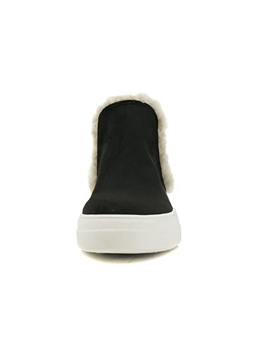 Soda Figure Women’s Faux Fur Trim Fashion High Top Slip On Sneaker Bootie
