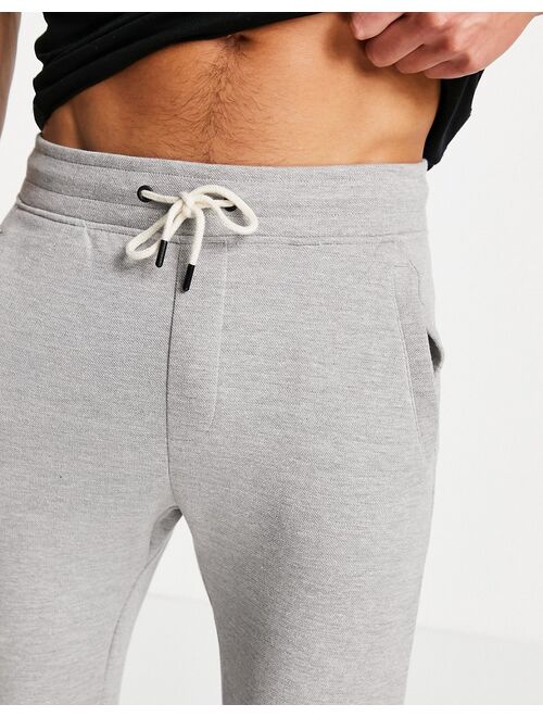 Pull&Bear Join Life pique sweatpants in light gray