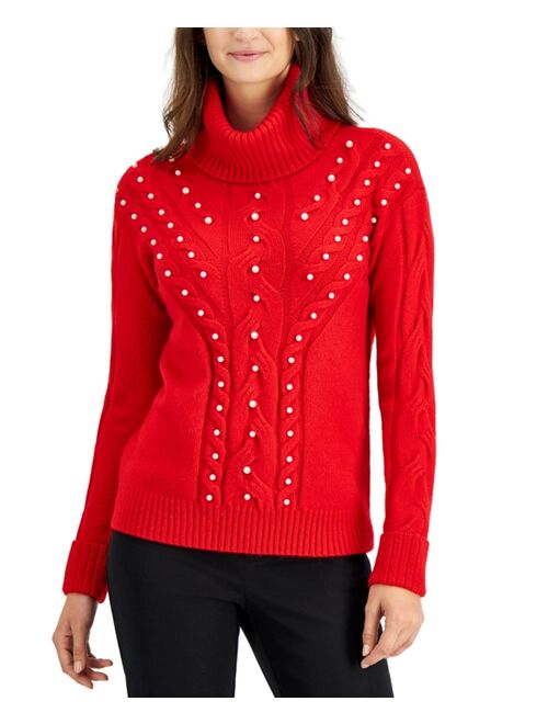 Charter Club Embellished Turtleneck Sweater, Created for Macy's