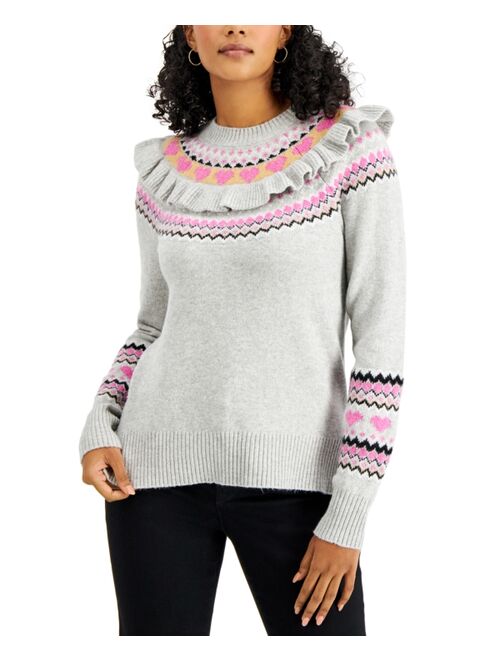 Charter Club Ruffled Fair Isle Sweater, Created for Macy's