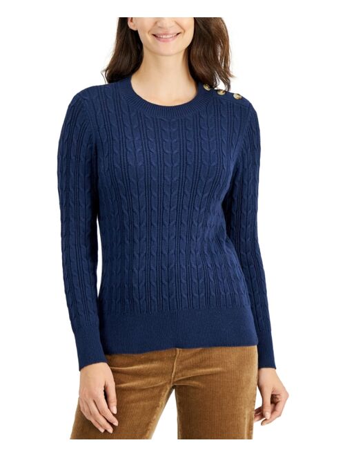 Charter Club Button-Shoulder Sweater, Created for Macy's