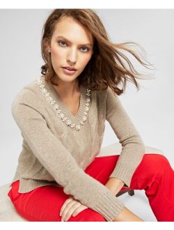 Embellished Metallic V-Neck Sweater, Created for Macy's