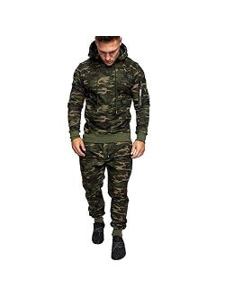 Maryia Mens Camo Tracksuit Sets 2 Piece Hoodie Sweatsuit Casual Comfy Warm Jogging Sports Pullover Suit