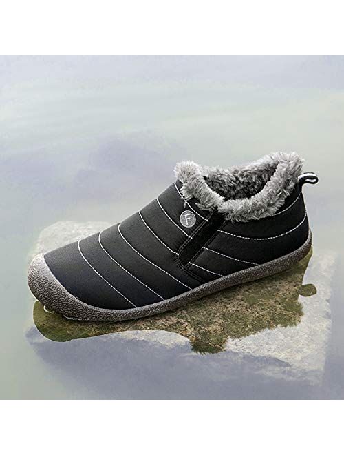 Winter Snow Boots Slip-on Water Resistant Booties Anti-Slip Lightweight Ankle Boots with Full Fur for Men Women …