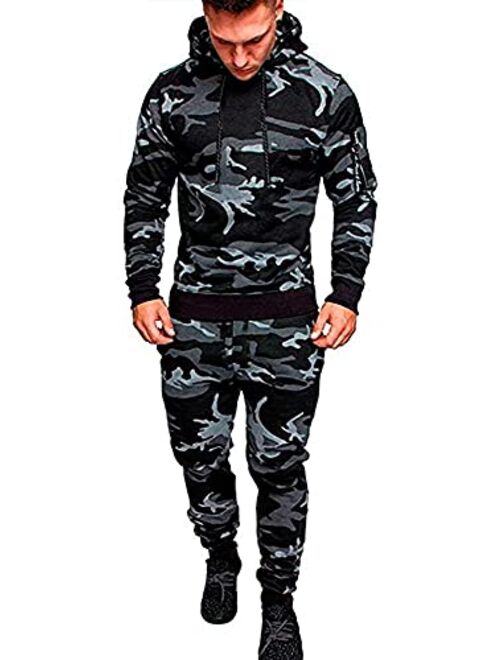 Buy Fashion Men’s Tracksuits 2 Piece Casual Camo Sweatsuits for Men ...