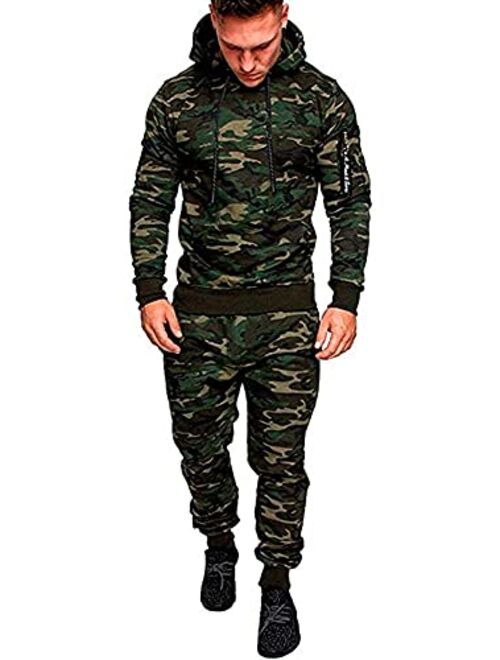 Fashion Men’s Tracksuits 2 Piece Casual Camo Sweatsuits for Men Hoodie Sports Athletic Jogging Suits Sets Gifts