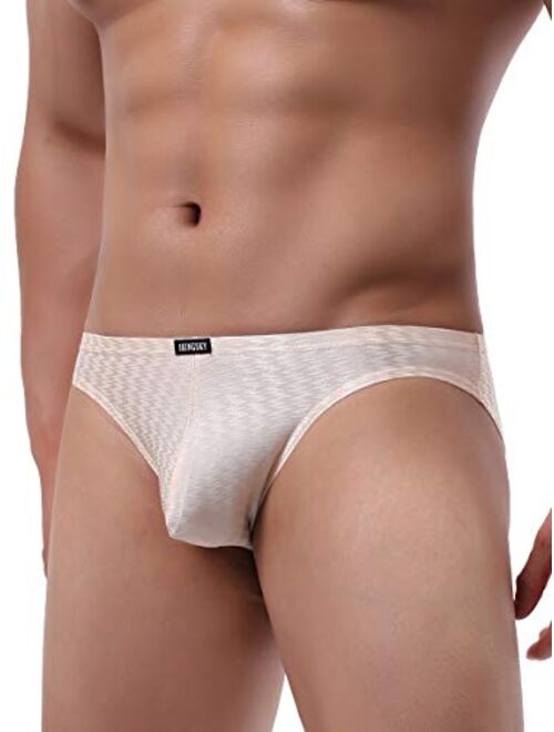 IKINGSKY Men's Shining Briefs Sexy Big Pouch Underwear High Stretch Bluge Mens Under Panties