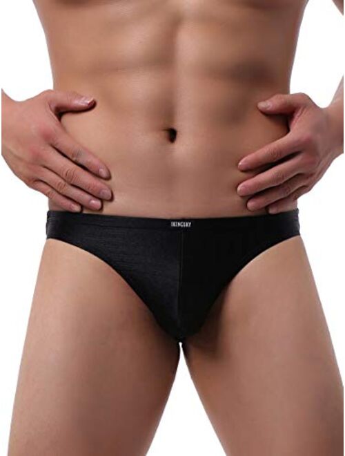 IKINGSKY Men's Shining Briefs Sexy Big Pouch Underwear High Stretch Bluge Mens Under Panties
