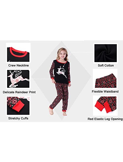 Benaive Matching Family Christmas Pajamas Set Boys Girls Holiday Pjs for Women Men Sleepwear