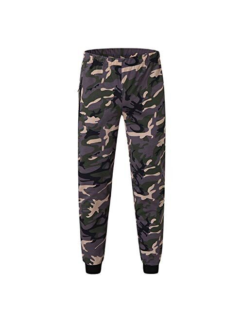 Burband Mens Casual Tracksuit Sets Camo Hoodies and Athletic Gym Pants Full Zip Jogging Sweatsuits 2 Pieces Sports Suits
