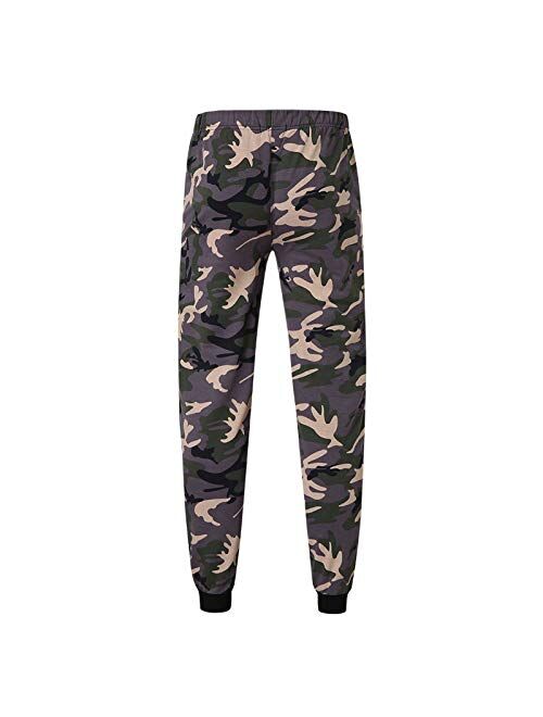Burband Mens Casual Tracksuit Sets Camo Hoodies and Athletic Gym Pants Full Zip Jogging Sweatsuits 2 Pieces Sports Suits