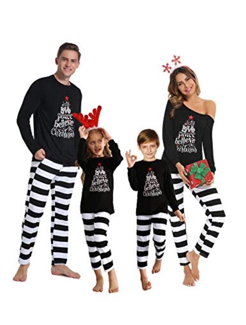 LYHNMW Matching Family Christmas Pajamas Set Holiday Striped Pajamas Men Women Plaid Pjs Sleepwear