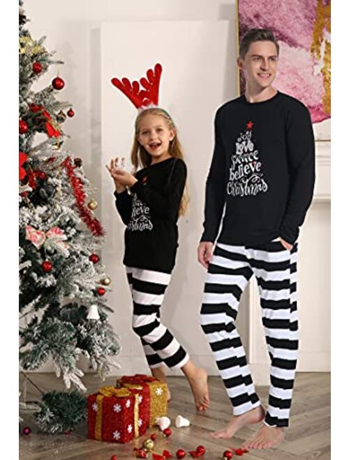 LYHNMW Matching Family Christmas Pajamas Set Holiday Striped Pajamas Men Women Plaid Pjs Sleepwear