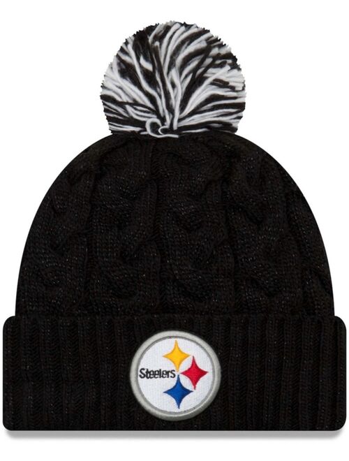 New Era Women's Black Pittsburgh Steelers Cozy Cable Cuffed Knit Hat