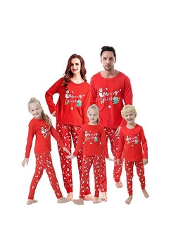 Vopmocld Family Matching Pajamas Christmas Holiday Santa Claus 2Pcs PJS Set Snowman Xmas Sleepwears