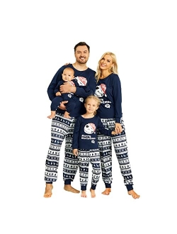 PopReal Christmas Pajamas for Family, Matching Family Christmas PJs Sets Blue Elk Tree Printed Top Sleepwear