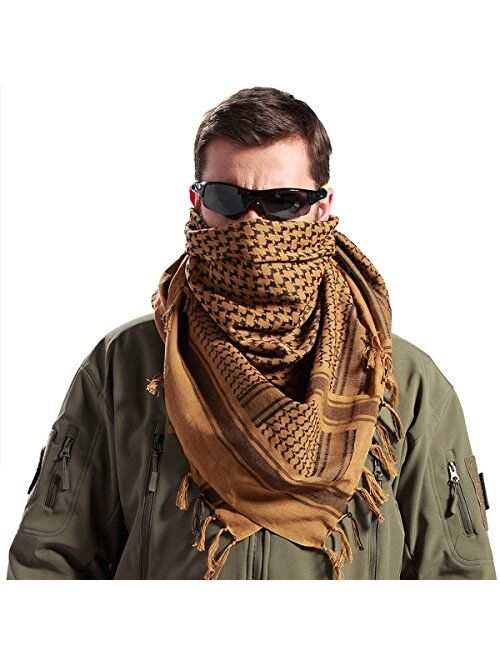 FREE SOLDIER Scarf Military Shemagh Tactical Desert Keffiyeh Head Neck Scarf Arab Wrap with Tassel 43x43 inches