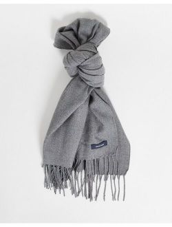 woven fringed scarf in gray