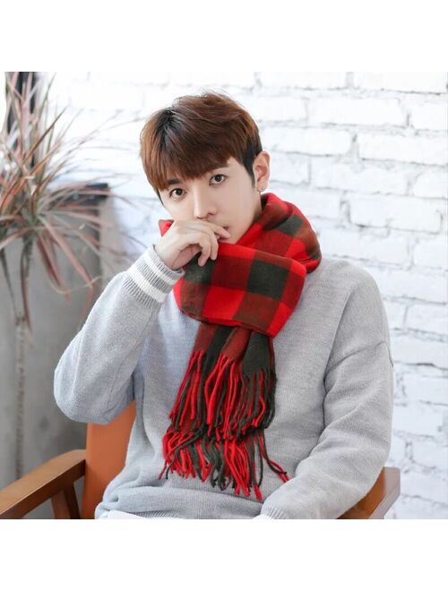 Mingjiebihuo Fashion Men's scarf New arrivl Korean Autumn Winter British Plaid simple long scarf