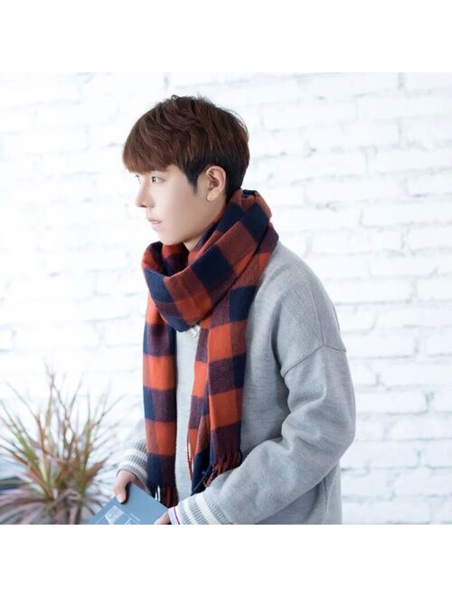Mingjiebihuo Fashion Men's scarf New arrivl Korean Autumn Winter British Plaid simple long scarf