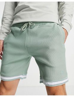 contrast rib shorts in green