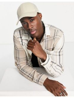 blocked checked shirt in ecru