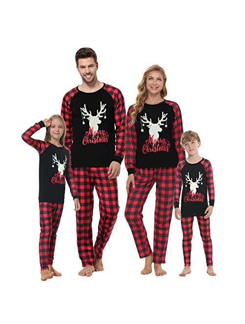 YIJIU Christmas Pajamas Cute Deer Print Long Sleeve Totem PJS Set